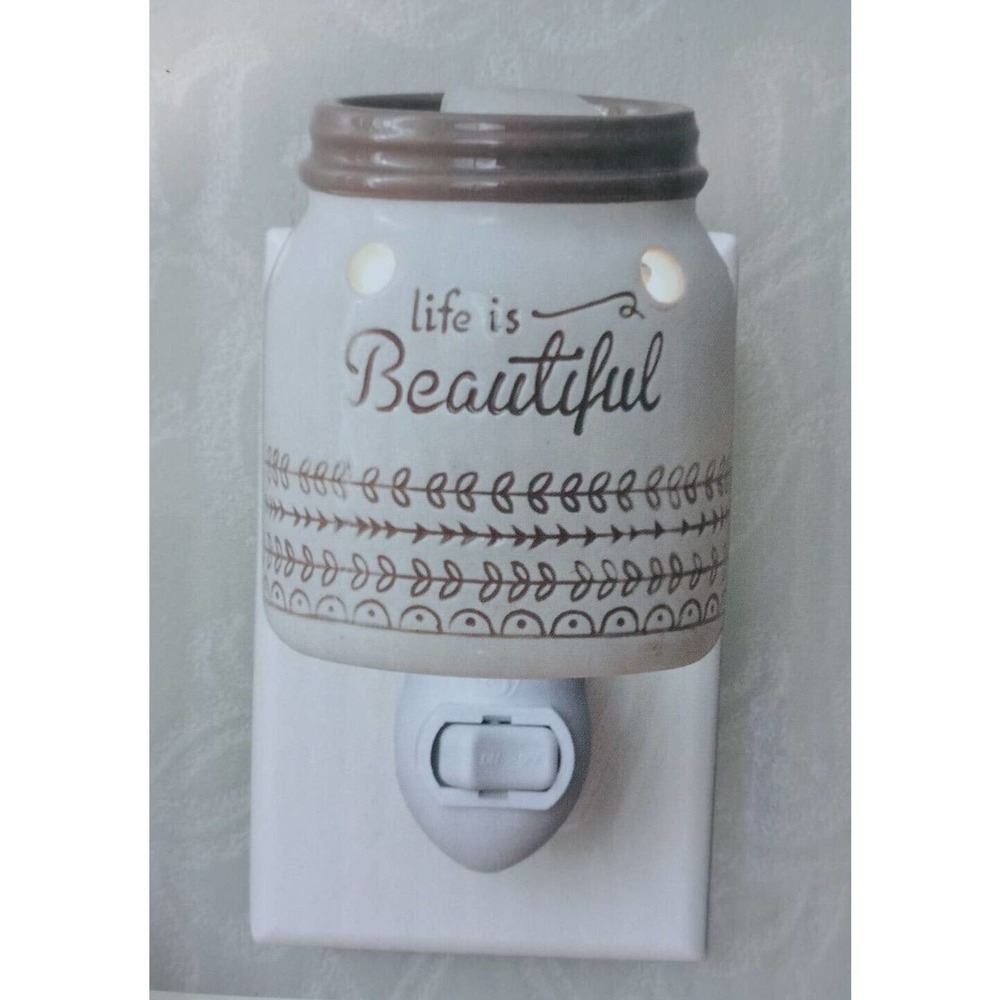 Estate Home Fragrance Wall Plugin Ceramic Accent Warmer “Life is Beautiful”